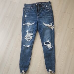 American Eagle Outfitters Women's Distressed Blue Skinny Jeans